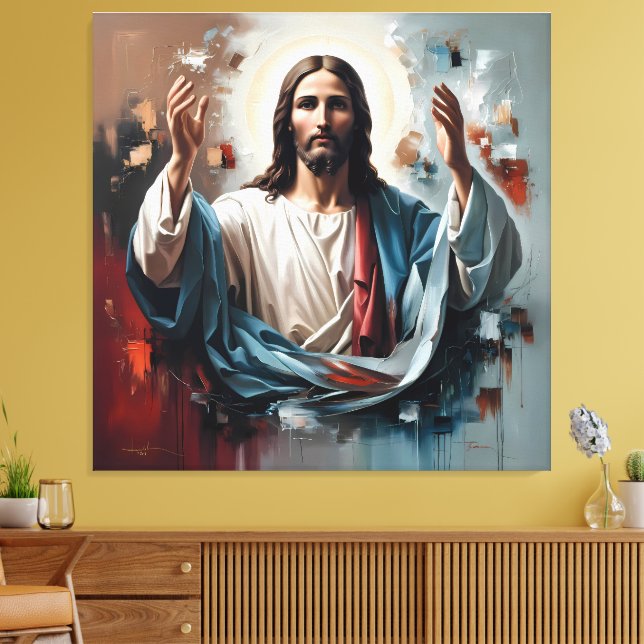Jesus Christus: Die ewige Ebrace des Lichts" ✨ 🕊 Leinwanddruck (Insitu (Wohnzimmer))