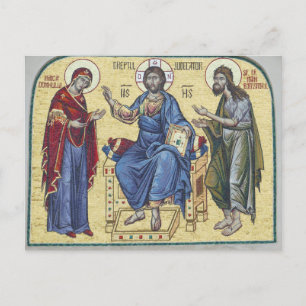 Jesus Christus, die Theotokos und Johannes der Tau Postkarte