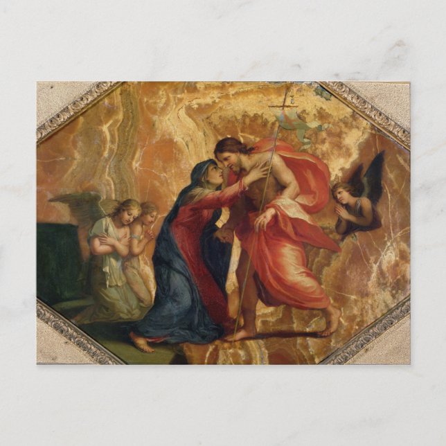 Jesus Christus empfängt die Jungfrau im Himmel Postkarte (Vorderseite)