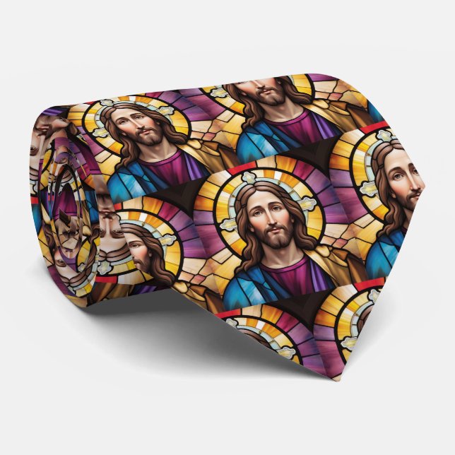 Jesus Christus Festglas inspiriert Krawatte (Gerollt)