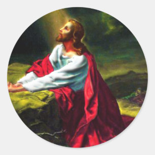 Jesus Christus Gebet im Garten von Gethsemane Runder Aufkleber