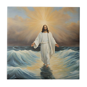Jesus Christus geht auf dem Wasser Fliese