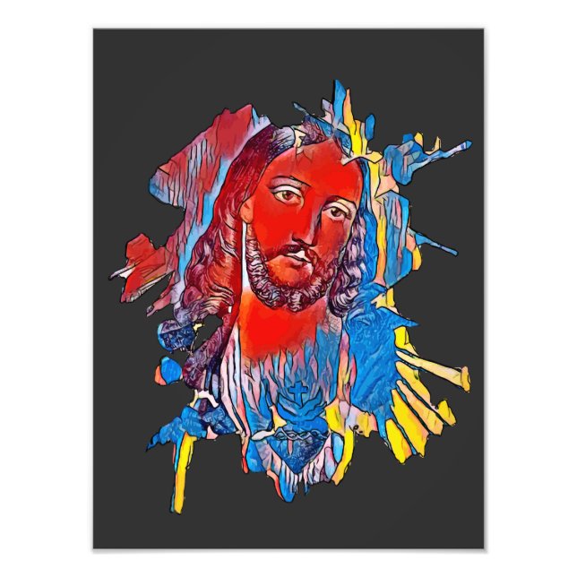 Jesus Christus Gesicht heilige Herz Abstrakte Kuns Fotodruck (Vorne)