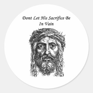 Jesus Christus Gesicht opfern Biokonzept Glaube Ku Runder Aufkleber