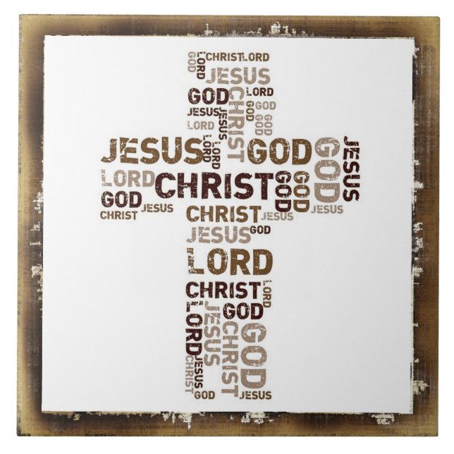 Jesus, Christus, Gott, Lord, Wort-Wolke in der Fliese (Vorderseite)