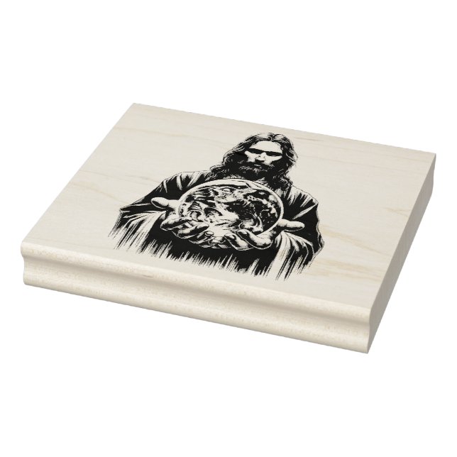 Jesus Christus hält die Welt der Kunst Illustratio Gummistempel (Stempel)