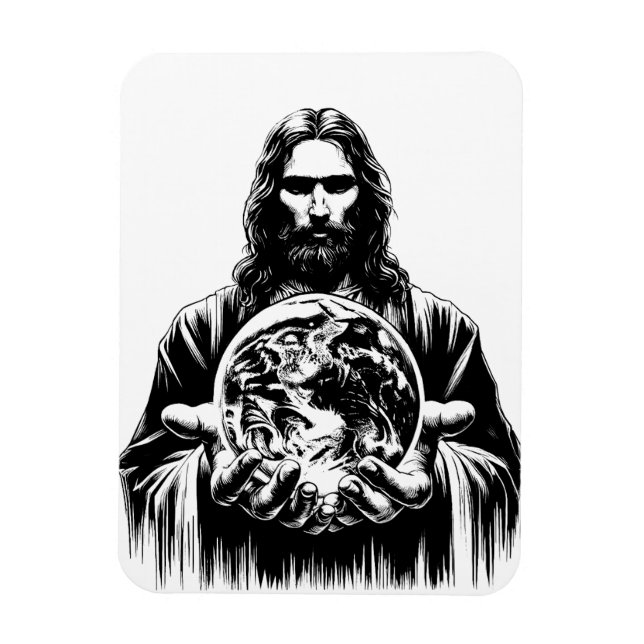 Jesus Christus hält die Welt der Kunst Illustratio Magnet (Vertikal)