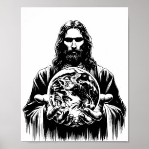 Jesus Christus hält die Welt der Kunst Illustratio Poster
