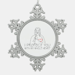 Jesus Christus - ich schütze dich Schneeflocken Zinn-Ornament