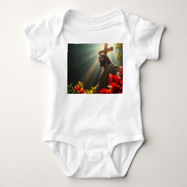 Jesus Christus im Garten Jumper Baby Strampler (Vorderseite)