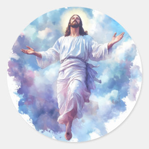 Jesus Christus im Himmel Himmel christliche religi Runder Aufkleber