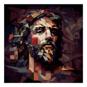 Jesus Christus in burgunderroten und goldenen ecki Poster
