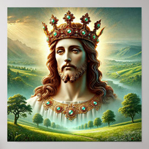 Jesus Christus in Kings Kronen Landschaft Kunst Poster