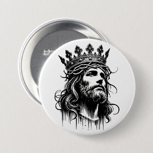 Jesus Christus in Kings Kronenkronik Kunst Button