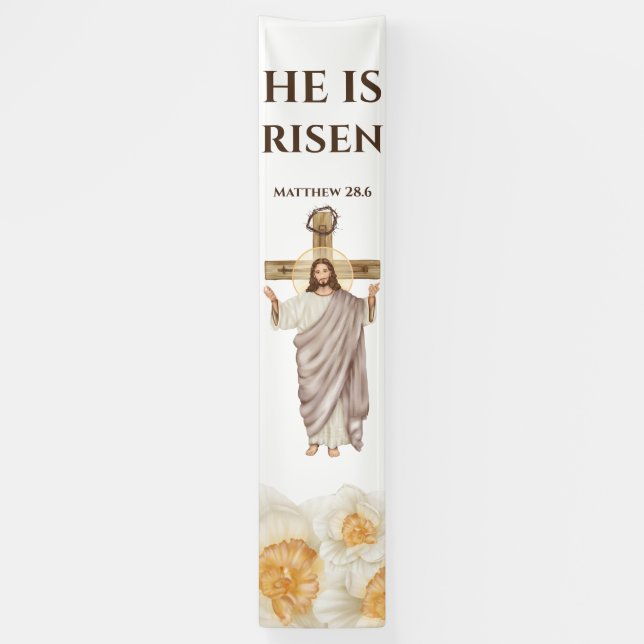 Jesus Christus ist auferstanden katholische Blüte Banner (Vertikal)