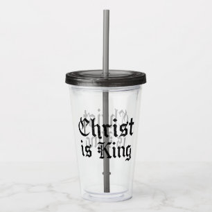Jesus Christus ist König Gothic Blackletter Grunge Acryltrinkbecher
