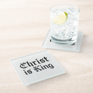 Jesus Christus ist König Gothic Blackletter Grunge Glasuntersetzer