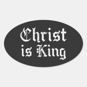 Jesus Christus ist König Gothic Blackletter Grunge Ovaler Aufkleber