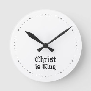 Jesus Christus ist König Gothic Blackletter Grunge Runde Wanduhr