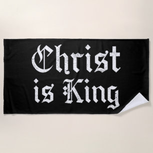 Jesus Christus ist König Gothic Blackletter Grunge Strandtuch