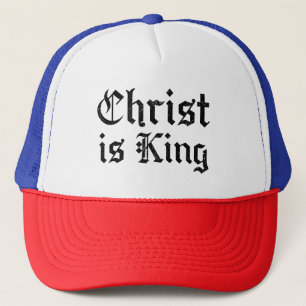 Jesus Christus ist König Gothic Blackletter Grunge Truckerkappe