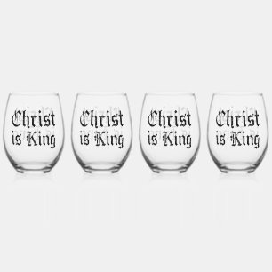Jesus Christus ist König Gothic Blackletter Grunge Weinglas Ohne Stiel