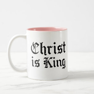 Jesus Christus ist König Gothic Blackletter Grunge Zweifarbige Tasse