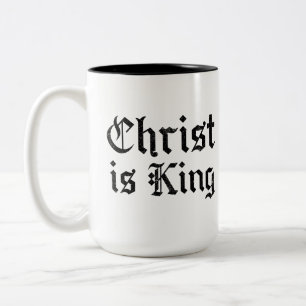 Jesus Christus ist König Gothic Blackletter Grunge Zweifarbige Tasse