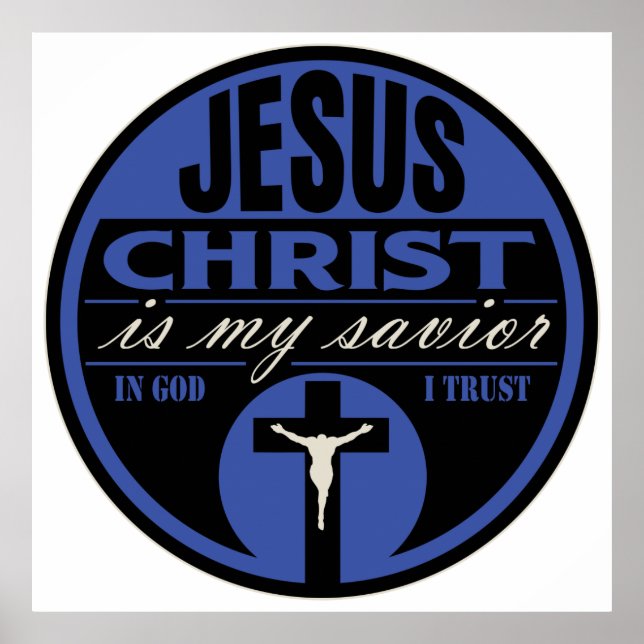 Jesus Christus ist mein Erretter (blau) Poster (Vorne)