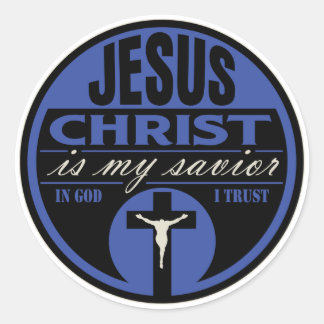 Jesus Christus ist mein Erretter (blau) Runder Aufkleber
