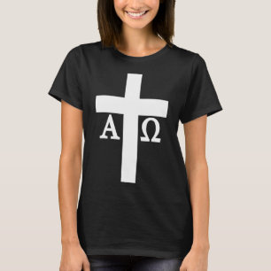 Jesus Christus Kreuz Alpha Omega Christentum Bibel T-Shirt
