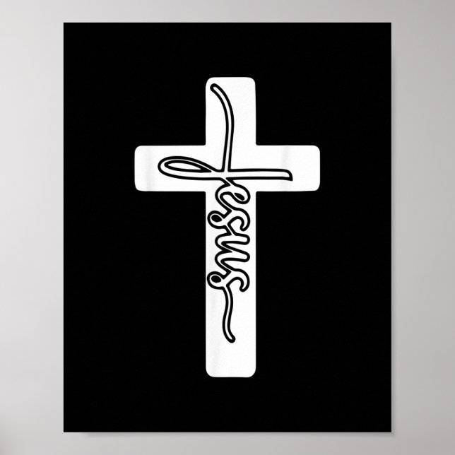 Jesus Christus Kreuzbibel Verses Kirche Gott Glaub Poster (Vorne)
