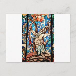 Jesus Christus Kreuzigung Buntglasfenster Postkarte