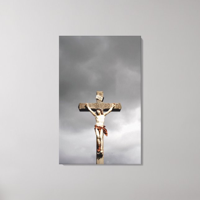 Jesus Christus Kreuzigung Skulptur Leinwanddruck (Vorderseite)