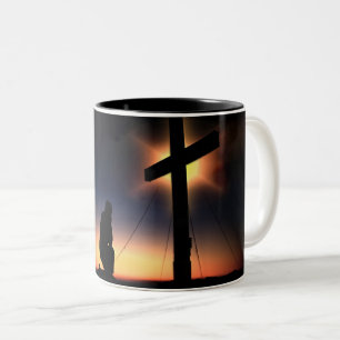 Jesus Christus-Kreuzigungs-Kreuz Zweifarbige Tasse