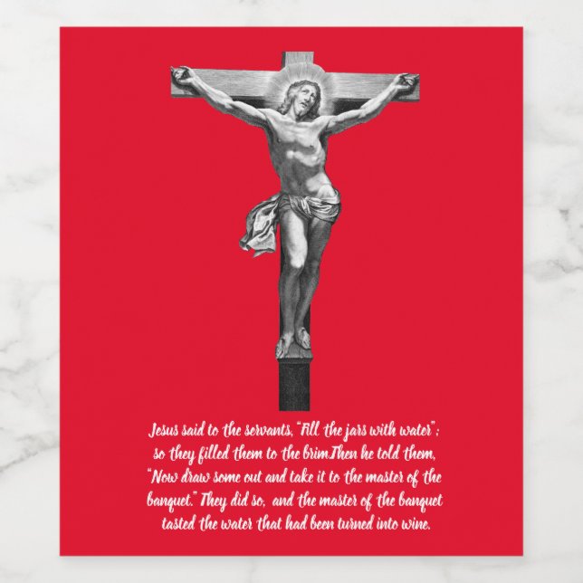 Jesus Christus Kreuzkreuz Christliche Glaubensbibe Weinetikett (Einzelnes Label)