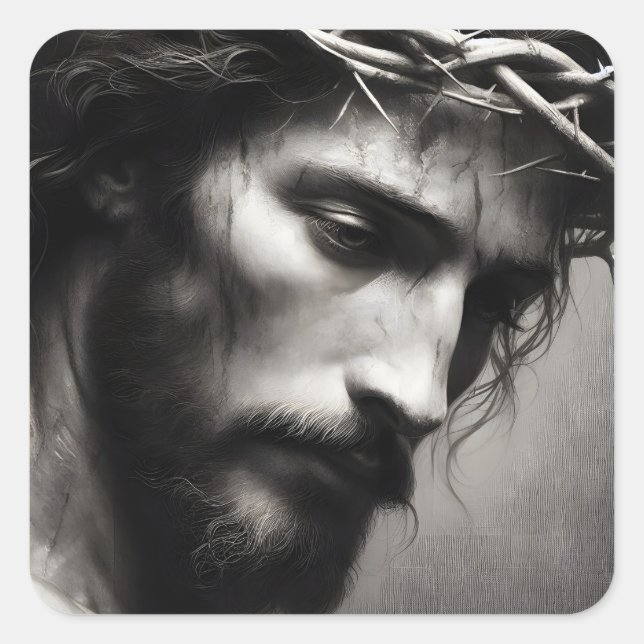 Jesus Christus Krone von Thorns - ausgewählt Quadratischer Aufkleber (Vorderseite)