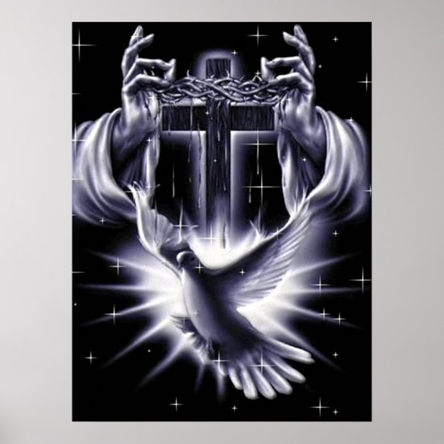Jesus Christus Krone von Thorns und Taube Poster (Vorne)