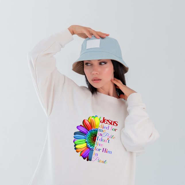 Jesus Christus lebt Regenbogensonnenblume Christli Sweatshirt (Von Creator hochgeladen)