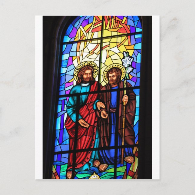 Jesus Christus, mein Hirte, ein buntes Glasfenster Postkarte (Vorderseite)