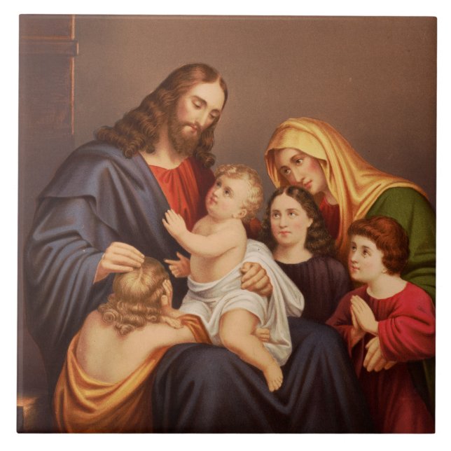 Jesus Christus mit den Kindern Fliese (Vorderseite)