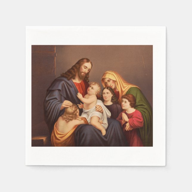 Jesus Christus mit den Kindern Serviette (Vorderseite)