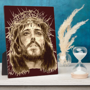 Jesus Christus mit einer Krone von Thorns Fotoplatte
