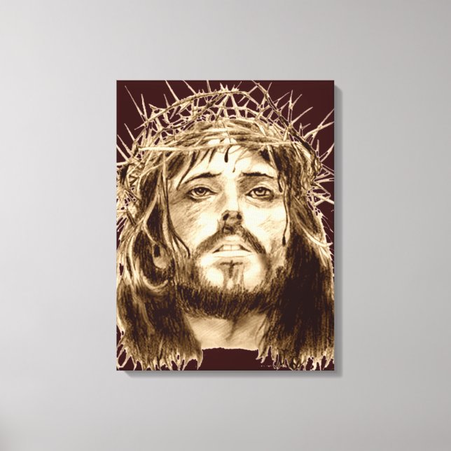 Jesus Christus mit einer Krone von Thorns Leinwanddruck (Vorderseite)