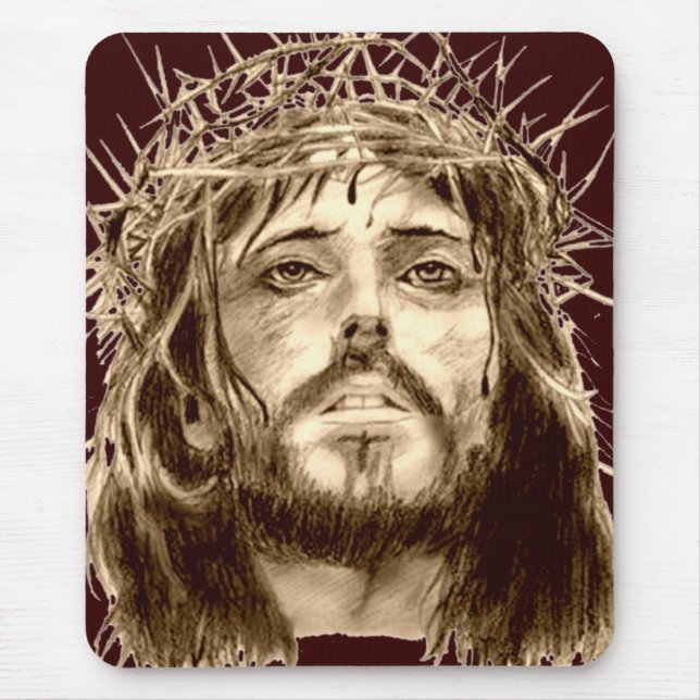 Jesus Christus mit einer Krone von Thorns Mousepad (Vorne)