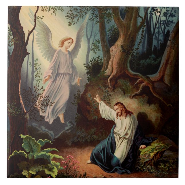Jesus Christus mit Engel Fliese (Vorderseite)