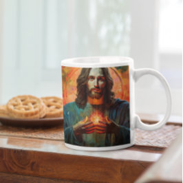 Jesus Christus mit glühendem Herz Version 8 Kaffeetasse