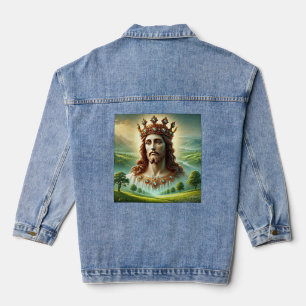 Jesus Christus mit Königs-Krone Landschaftskunst  Jeansjacke