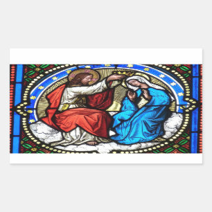 Jesus Christus-Mutter-Mary-Buntglas-Aufkleber Rechteckiger Aufkleber