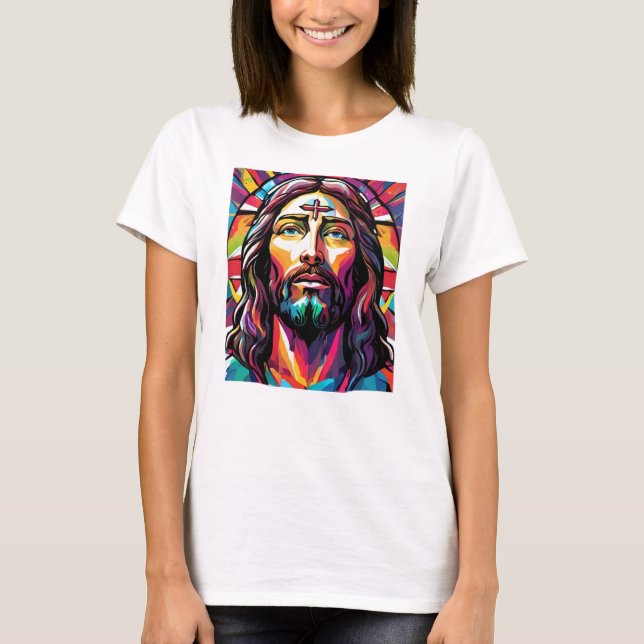 Jesus Christus Ostern Weihnachten Abstrakt T-Shirt (Vorderseite)